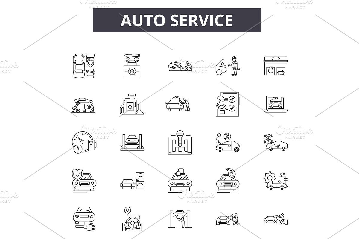 Auto service line icons for web and in Illustrations - product preview 8