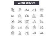 Auto service line icons for web and
