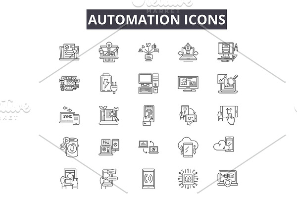 Automation line icons for web and