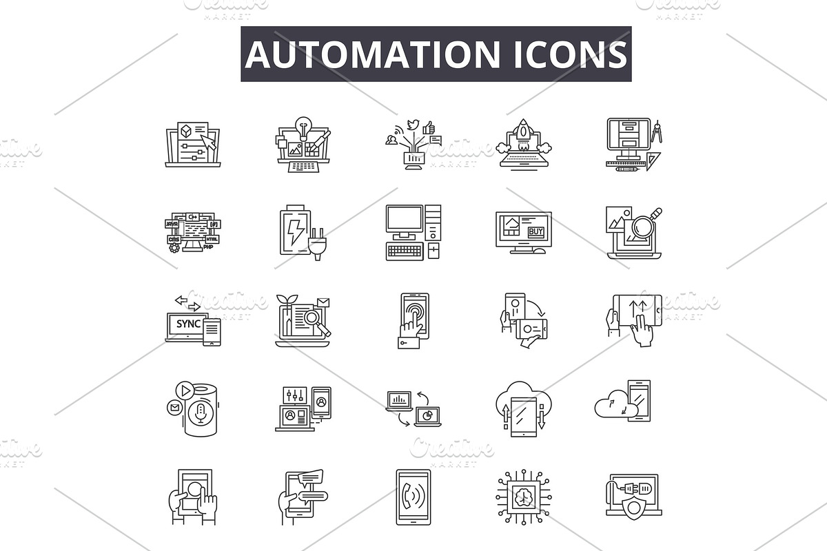 Automation line icons for web and in Illustrations - product preview 8