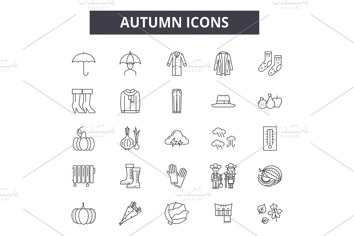 Autumn line icons for web and mobile in Illustrations - product preview 8