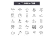 Autumn line icons for web and mobile