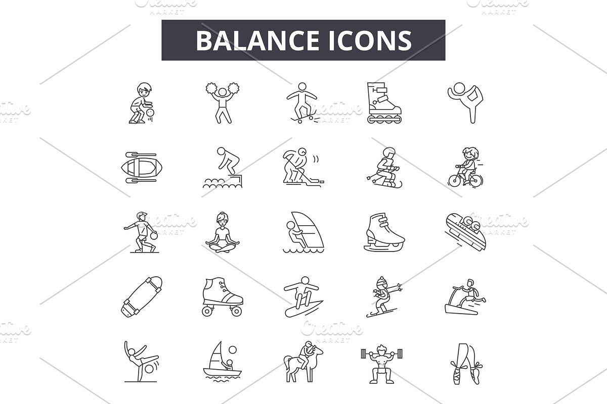 Balance line icons for web and in Illustrations - product preview 8