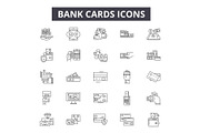 Bank cards line icons for web and