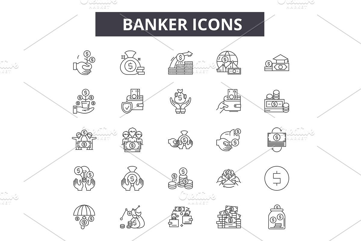 Banker line icons for web and mobile in Illustrations - product preview 8