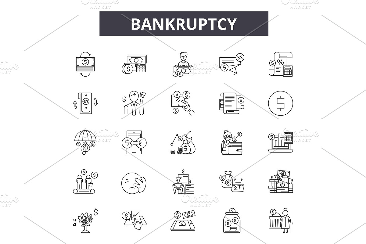 Bankruptcy line icons for web and in Illustrations - product preview 8