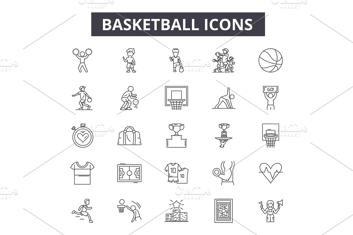 Basketball line icons for web and in Illustrations - product preview 8