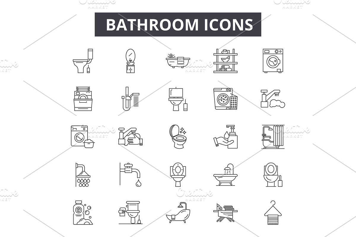 Bathroom line icons for web and in Illustrations - product preview 8