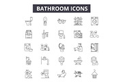 Bathroom line icons for web and