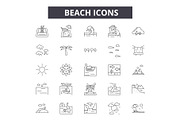 Beach line icons for web and mobile