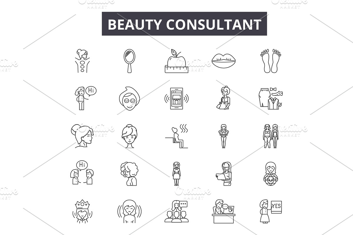 Beauty consultant line icons for web in Illustrations - product preview 8