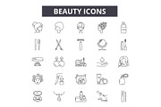 Beauty line icons for web and mobile