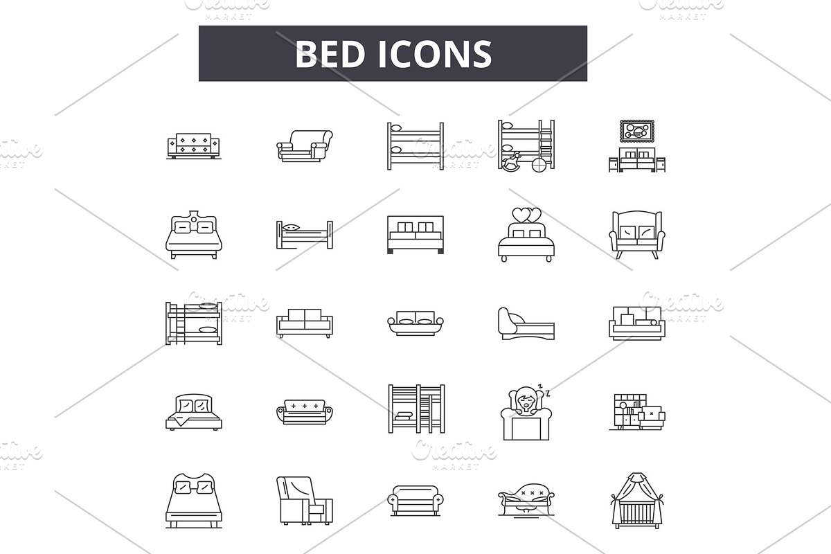 Bed line icons for web and mobile in Illustrations - product preview 8