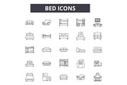 Bed line icons for web and mobile