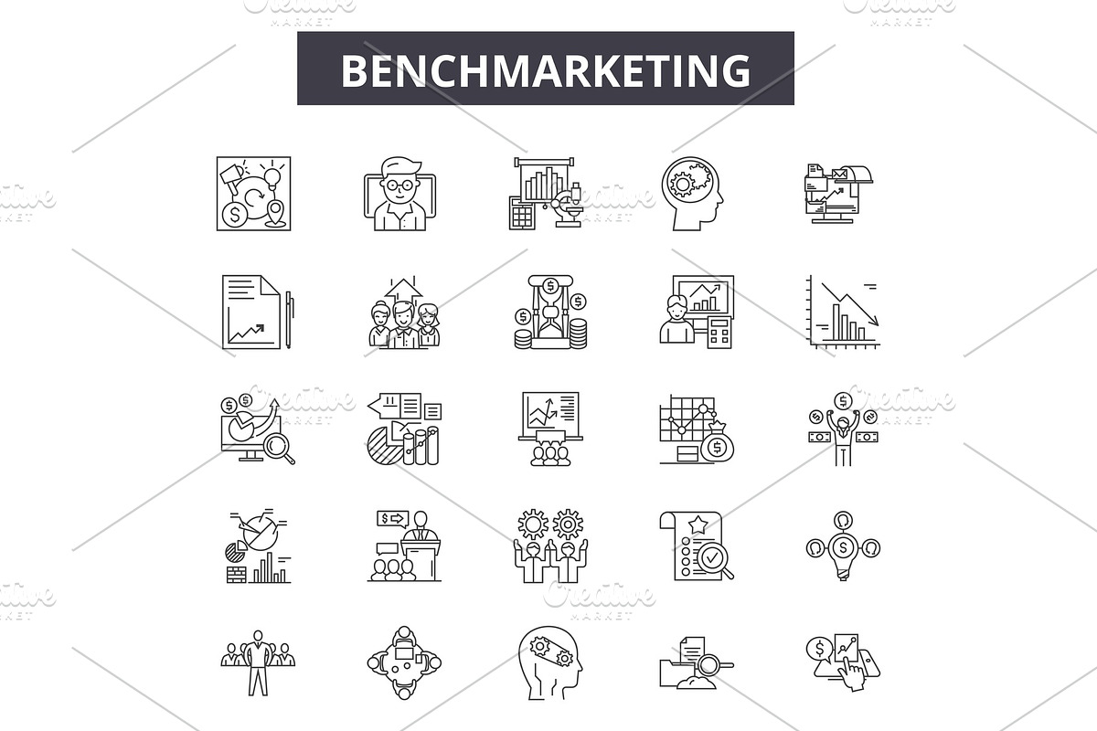 Benchmarketing line icons for web in Illustrations - product preview 8