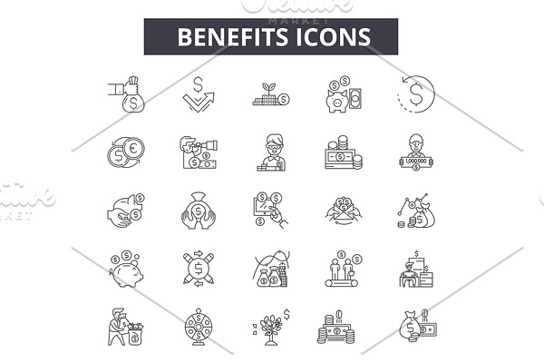Benefits line icons for web and