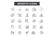 Benefits line icons for web and