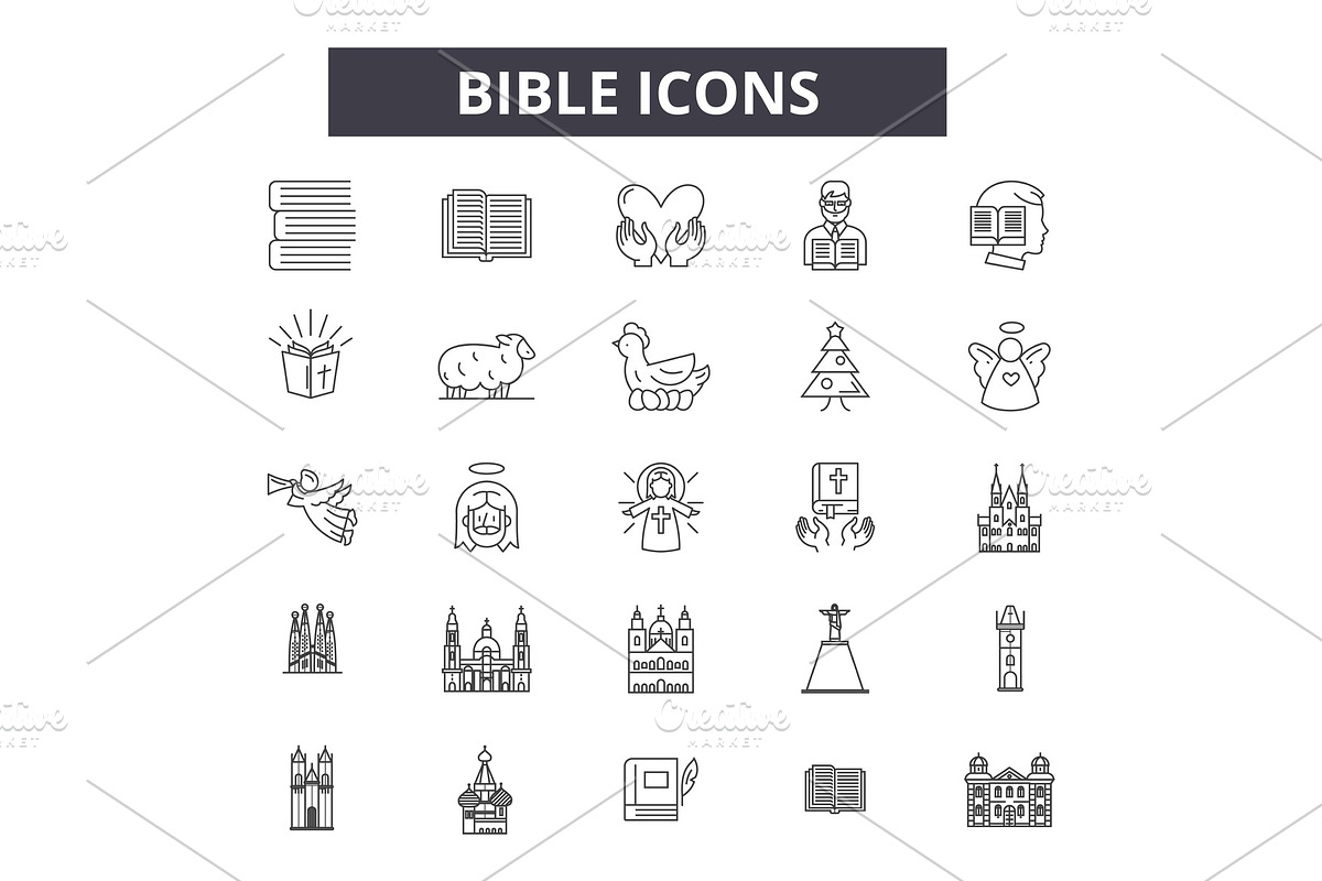 Bible line icons for web and mobile in Illustrations - product preview 8