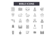 Bible line icons for web and mobile