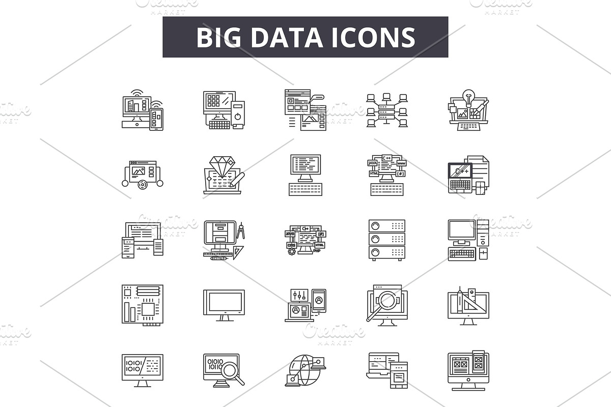 Big data line icons for web and in Illustrations - product preview 8