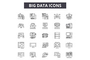 Big data line icons for web and