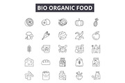 Bio organic food line icons for web