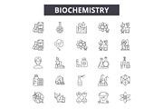 Biochemistry line icons for web and