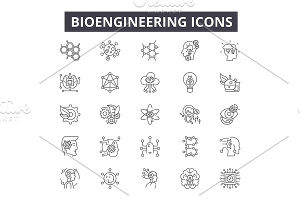 Bioengineering line icons for web
