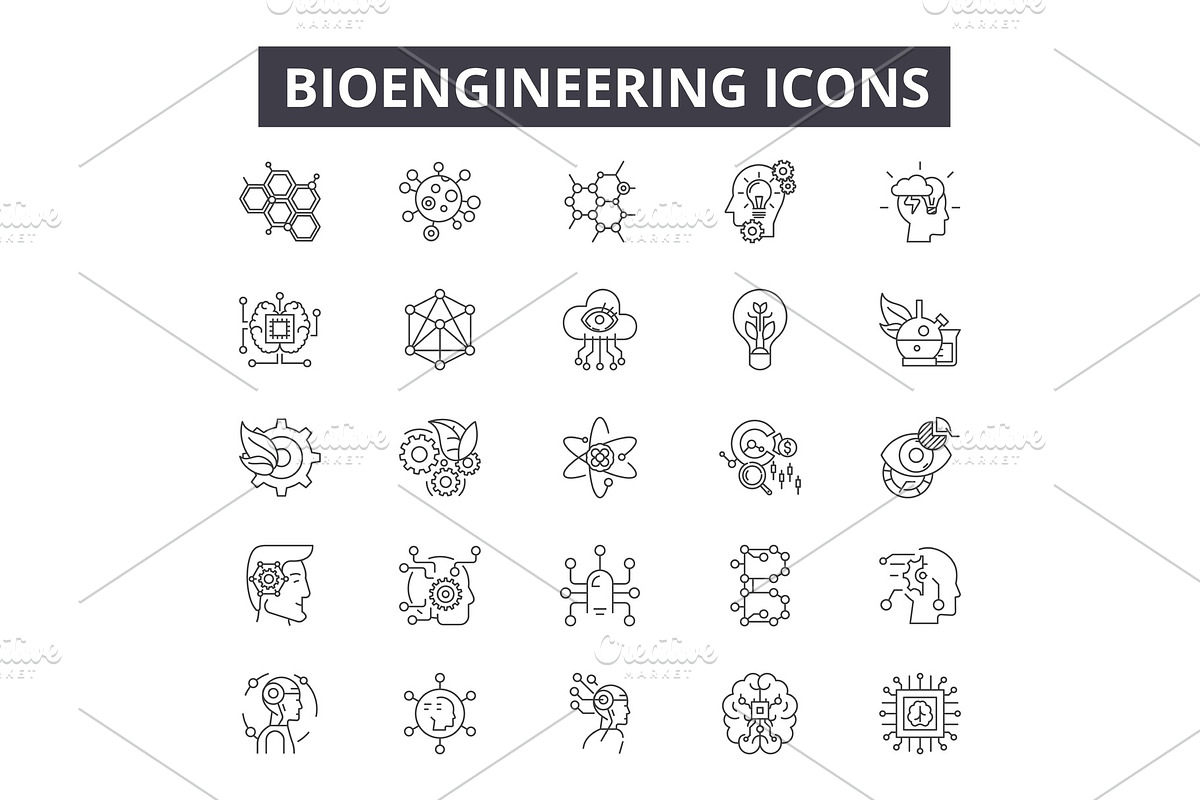 Bioengineering line icons for web in Illustrations - product preview 8