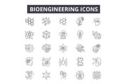 Bioengineering line icons for web