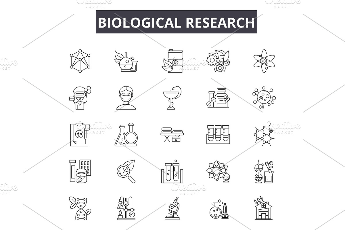 Biological research line icons for in Illustrations - product preview 8