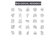 Biological research line icons for