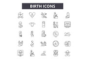 Birth line icons for web and mobile