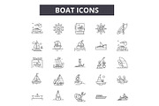Boat line icons for web and mobile