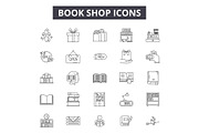 Book shop line icons for web and