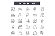 Boxes line icons for web and mobile