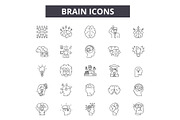 Brain line icons for web and mobile