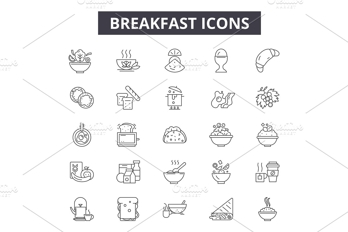 Breakfast line icons for web and in Illustrations - product preview 8