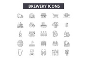 Brewery line icons for web and