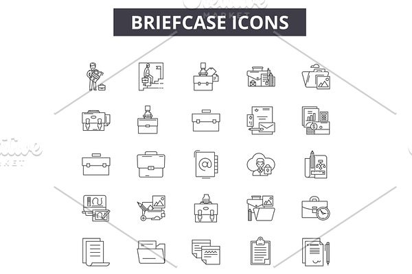 Briefcase line icons for web and
