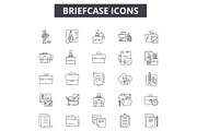 Briefcase line icons for web and