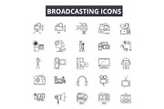 Broadcasting line icons for web and