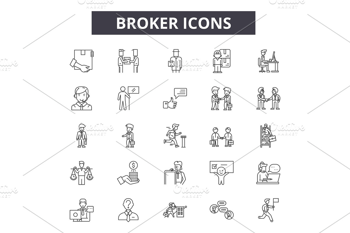 Broker line icons for web and mobile in Illustrations - product preview 8