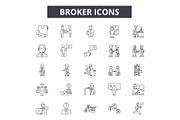 Broker line icons for web and mobile
