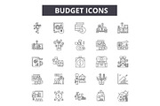 Budget line icons for web and mobile
