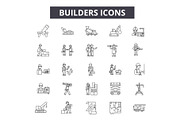 Builders line icons for web and