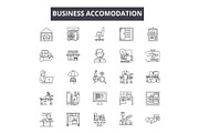 Business accomodation line icons for