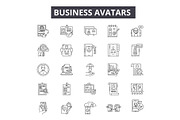 Business avatars line icons for web