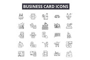 Business card line icons for web and