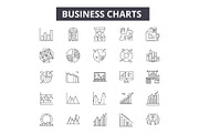 Business charts line icons for web